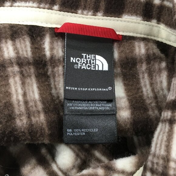 The North Face Quarter Zip Sweatshirt Pullover Fleece Women Medium Brown Plaid - Picture 8 of 13